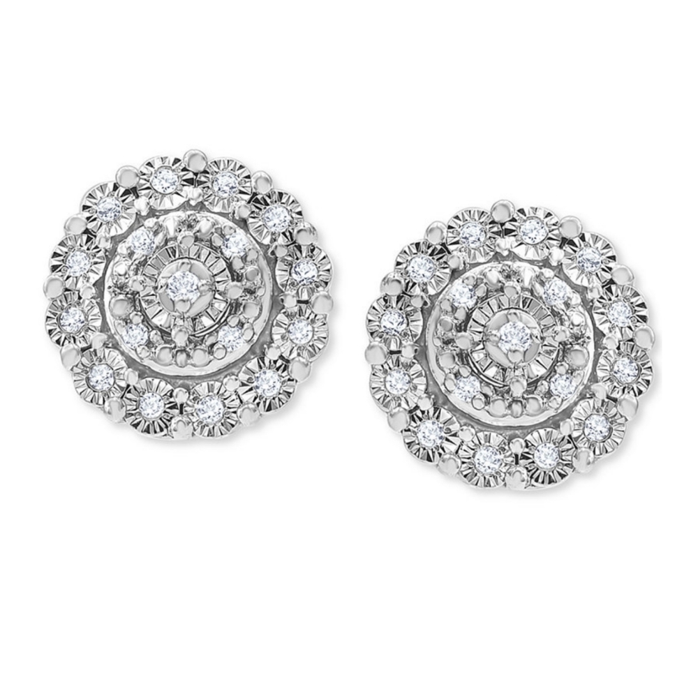 Diamond Halo cluster stud earrings